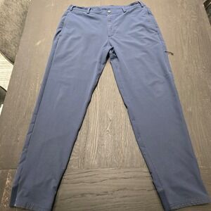 Mack Weldon Radius Pants Mens Large Blue Grey Water Resistant Stretch Trousers